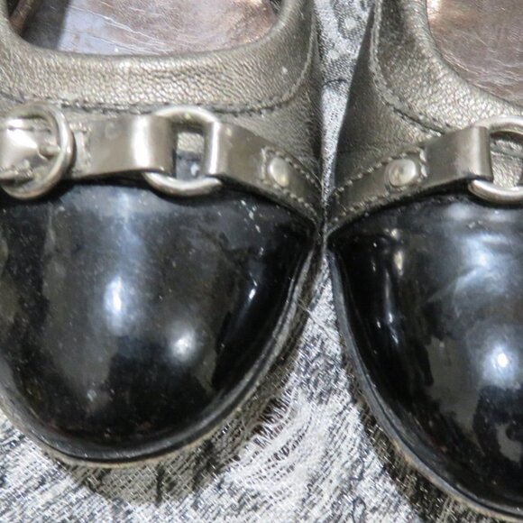 BOGO AGL Black Silverish Leather Cap Toe Ballet Flat Size 8 scrunched slip on 8 - Picture 13 of 13